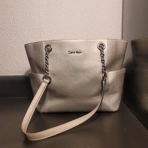 Calvin Klein Large Saffiano Shoulder Bag / Tote Tan